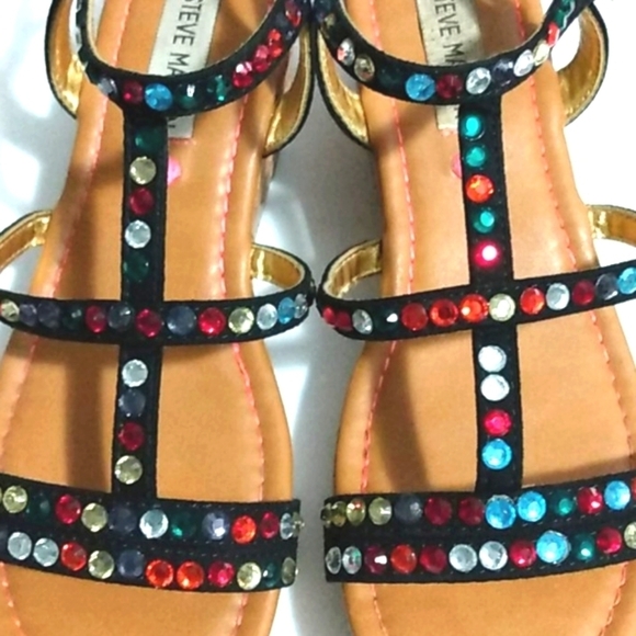STEVE MADDEN Rhinestone Strappy Mini Wedge Platform Sandals Size 5 - Picture 3 of 13
